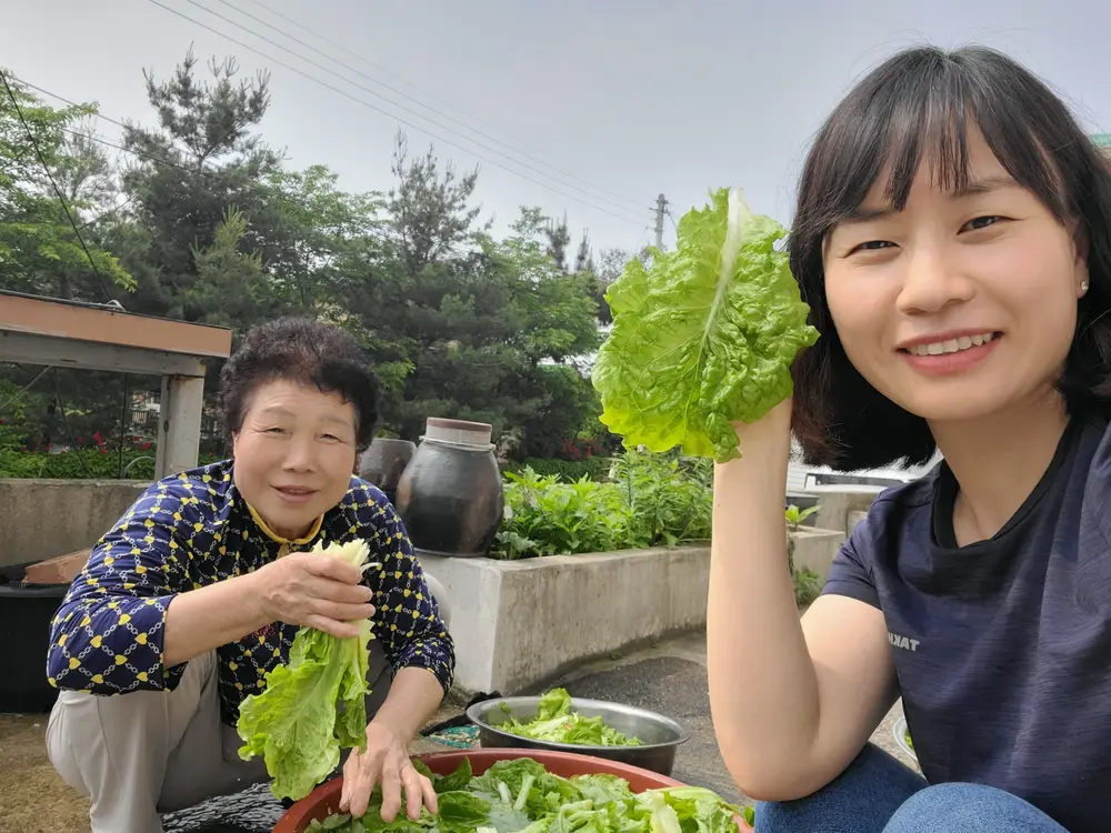 어르신을 위해 텃밭에서 가